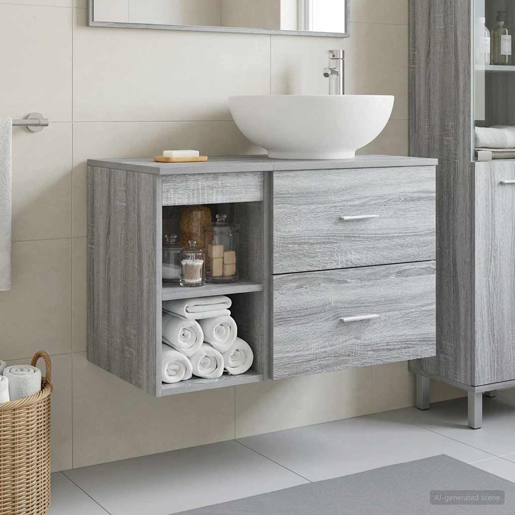 Σετ Επίπλων Μπάνιου 2 pcs Γκρι Sonoma Επεξεργασμένο Ξύλο