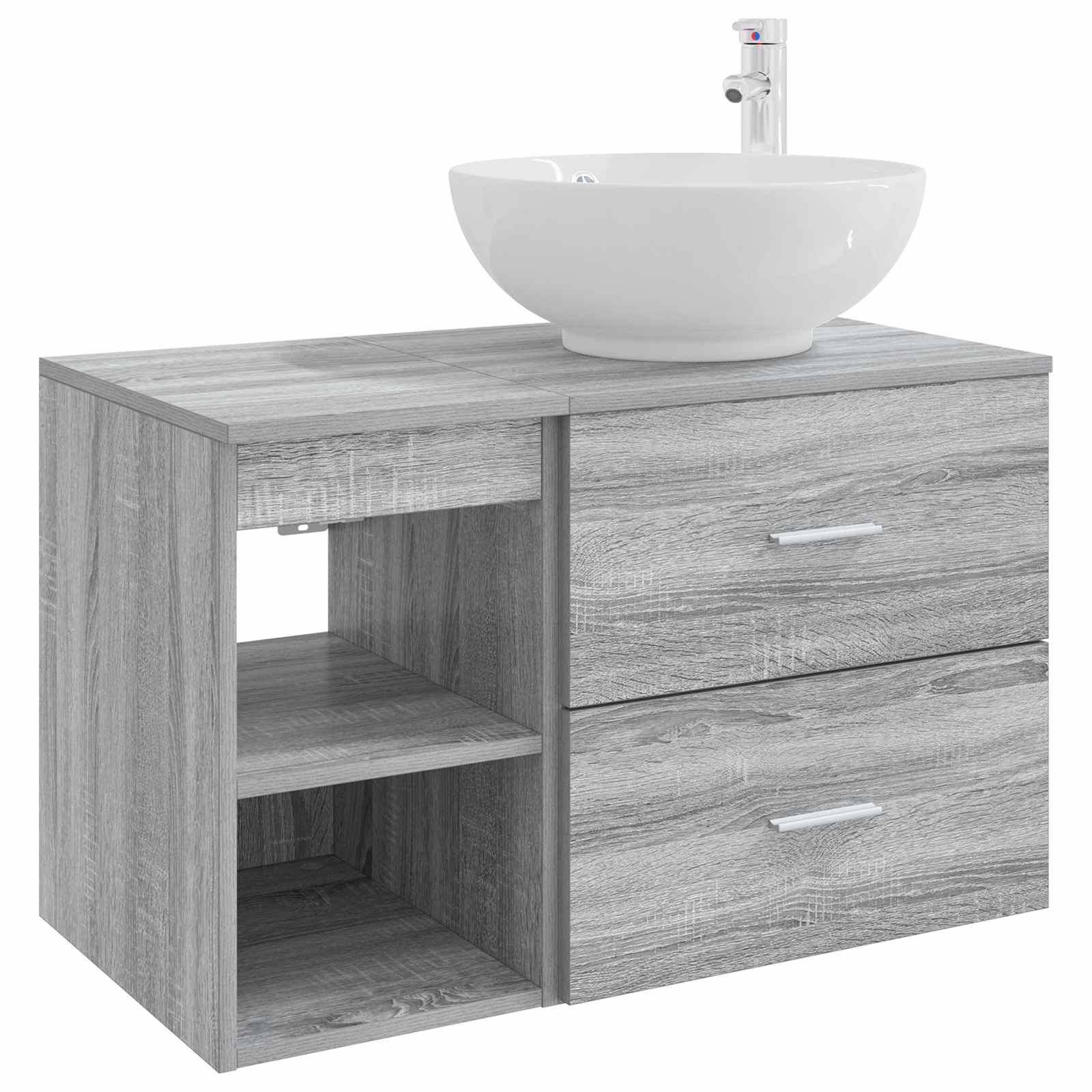 Σετ Επίπλων Μπάνιου 2 pcs Γκρι Sonoma Επεξεργασμένο Ξύλο