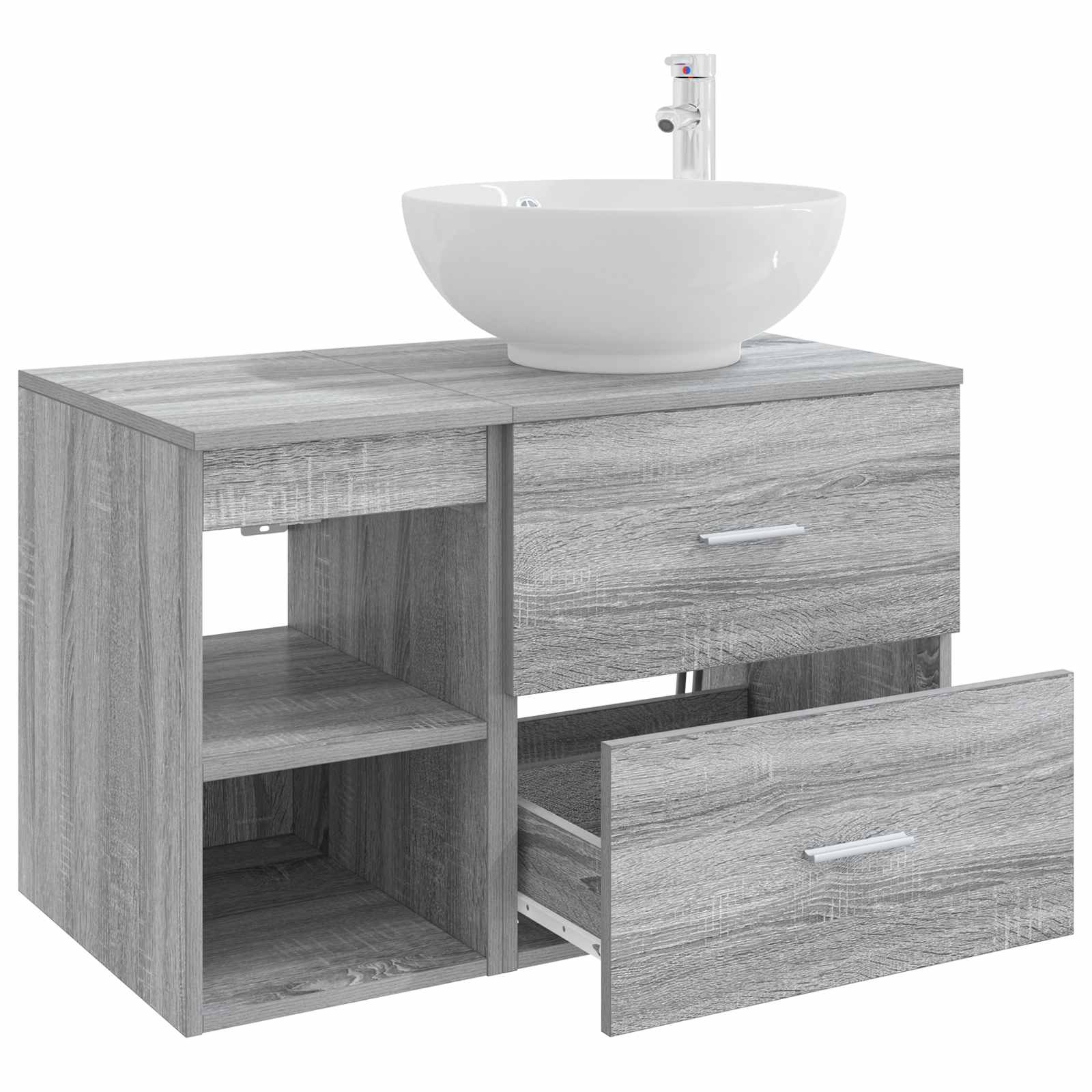 Σετ Επίπλων Μπάνιου 2 pcs Γκρι Sonoma Επεξεργασμένο Ξύλο