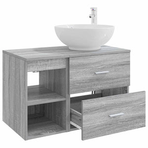 Σετ Επίπλων Μπάνιου 2 pcs Γκρι Sonoma Επεξεργασμένο Ξύλο - Pakobazaar