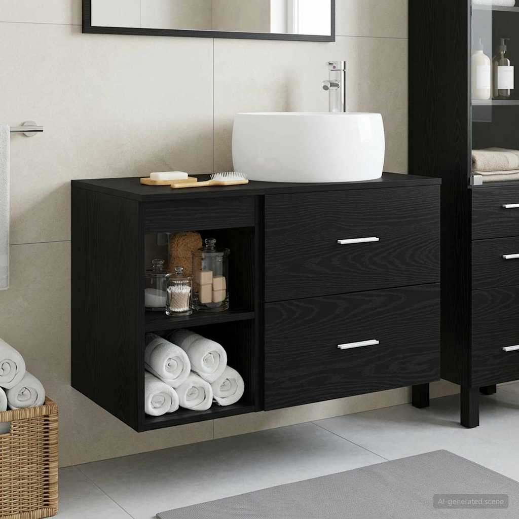 Σετ Επίπλων Μπάνιου 2 pcs Μαύρη Δρυς Επεξεργασμένο Ξύλο