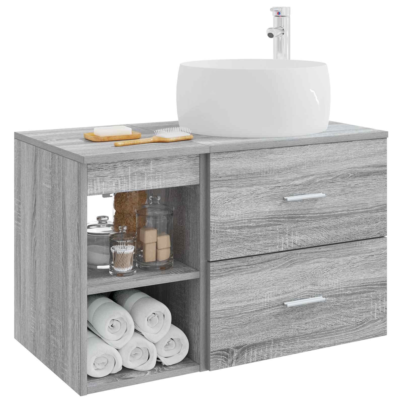 Σετ Επίπλων Μπάνιου 2 pcs Γκρι Sonoma Επεξεργασμένο Ξύλο