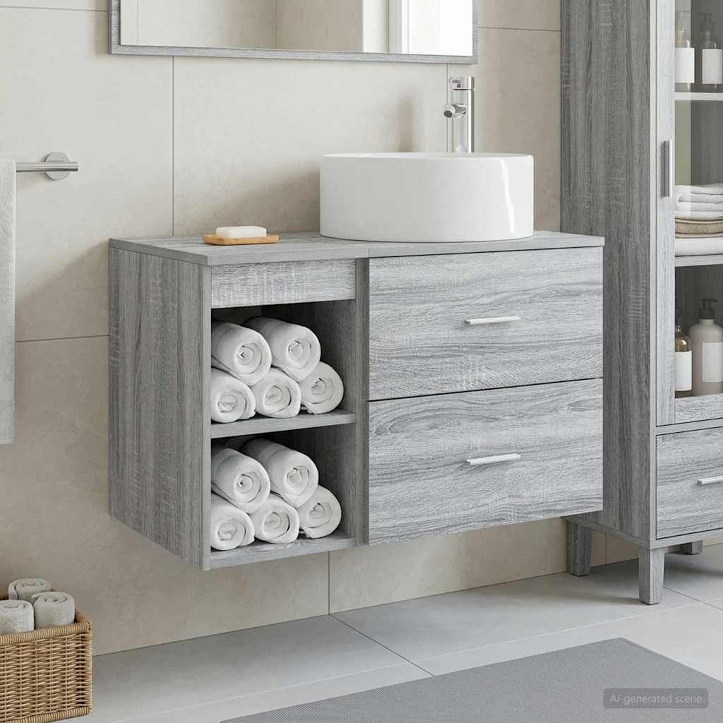 Σετ Επίπλων Μπάνιου 2 pcs Γκρι Sonoma Επεξεργασμένο Ξύλο