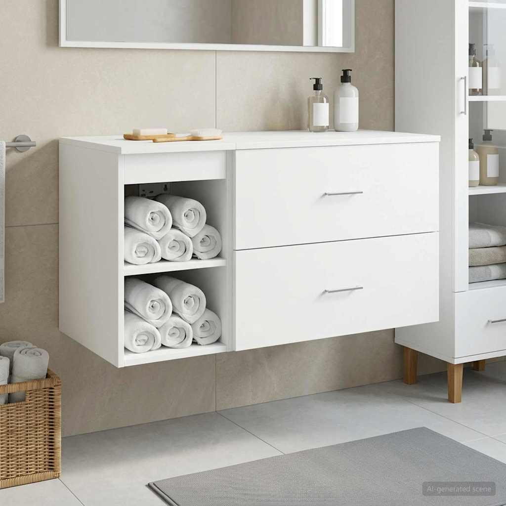 Σετ Επίπλων Μπάνιου 2 pcs Λευκό Επεξεργασμένο Ξύλο