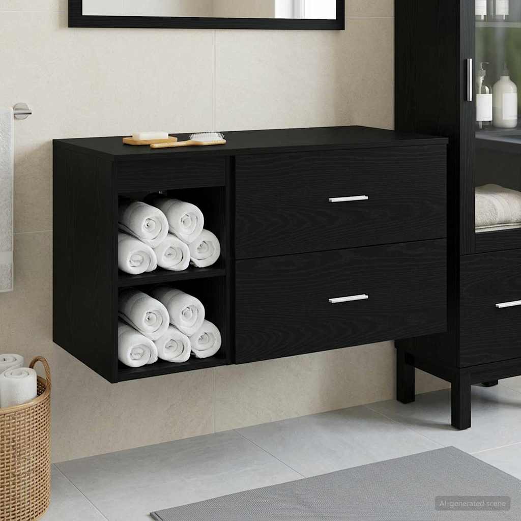 Σετ Επίπλων Μπάνιου 2 pcs Μαύρη Δρυς Επεξεργασμένο Ξύλο