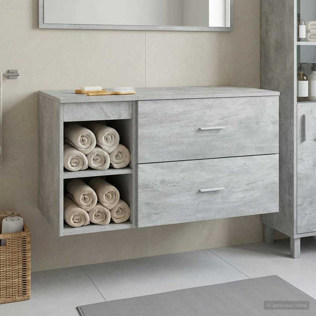 Σετ Επίπλων Μπάνιου 2 pcs Γκρι Σκυροδέματος Επεξεργασμένο Ξύλο