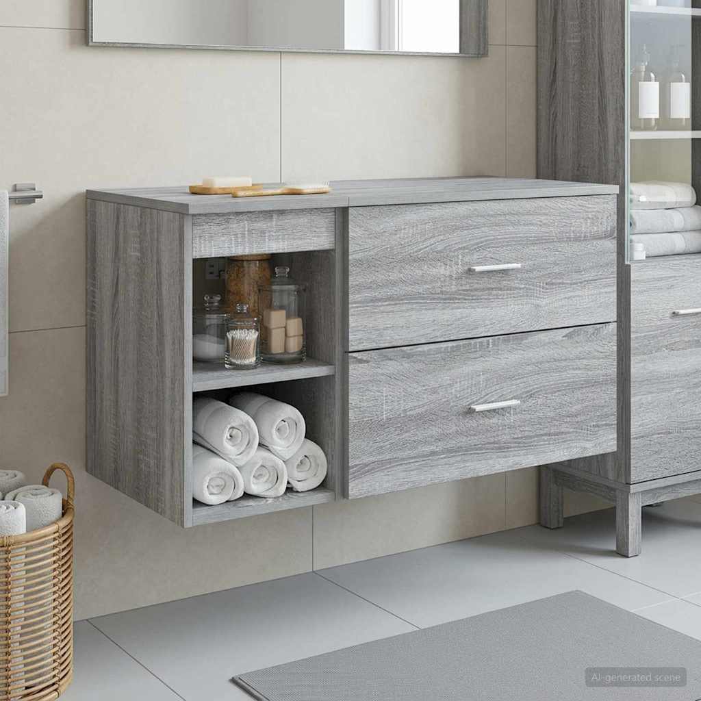 Σετ Επίπλων Μπάνιου 2 pcs Γκρι Sonoma Επεξεργασμένο Ξύλο