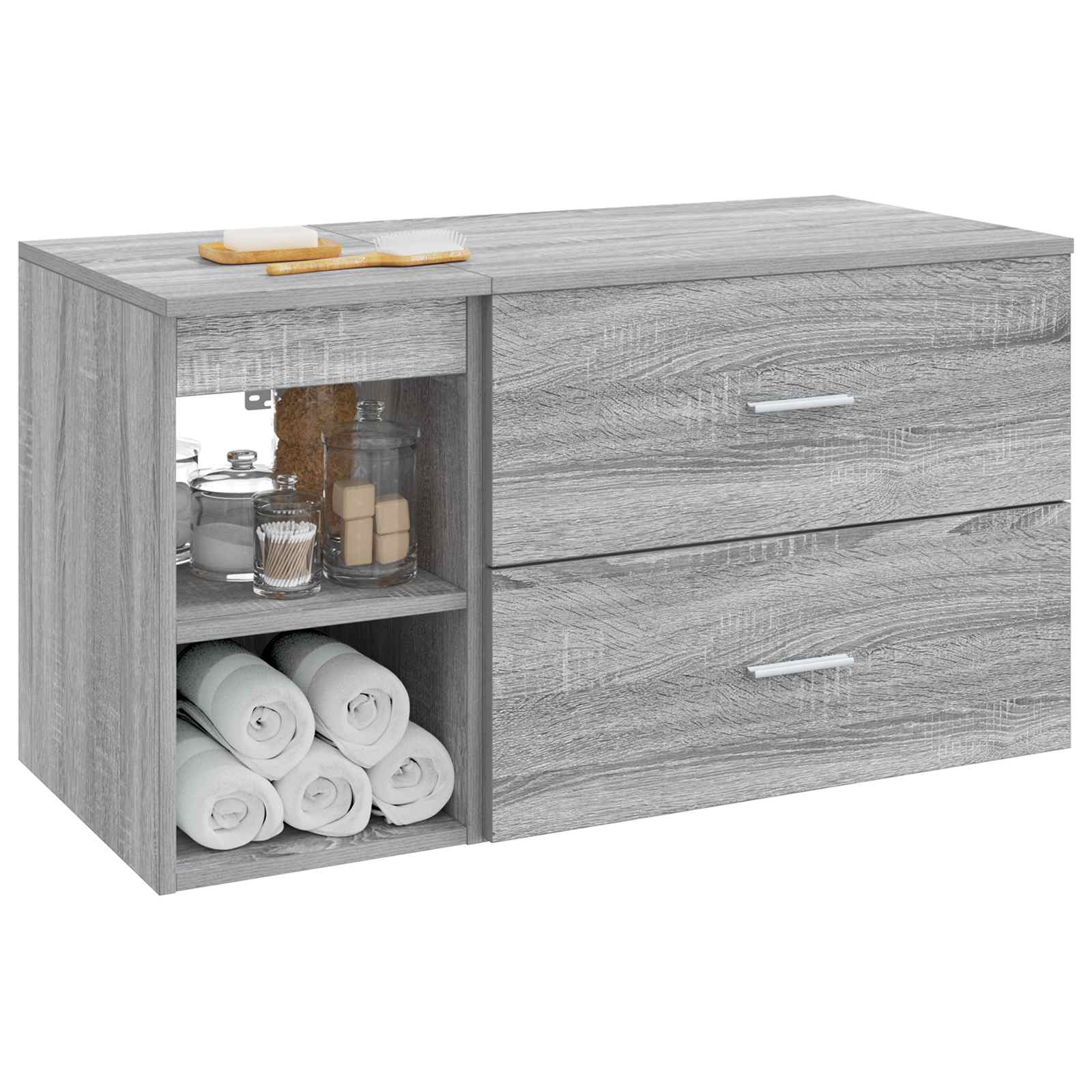Σετ Επίπλων Μπάνιου 2 pcs Γκρι Sonoma Επεξεργασμένο Ξύλο