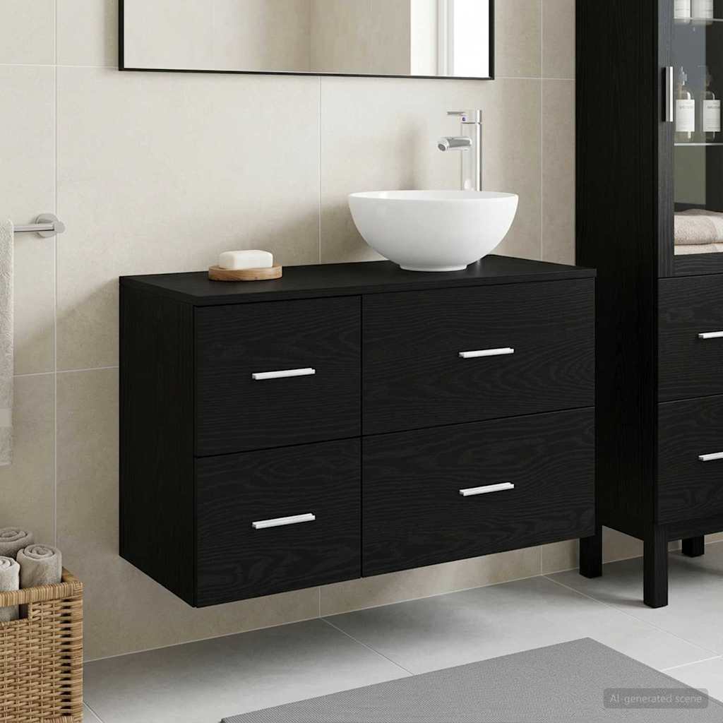 Σετ Επίπλων Μπάνιου 2 pcs Μαύρη Δρυς Επεξεργασμένο Ξύλο