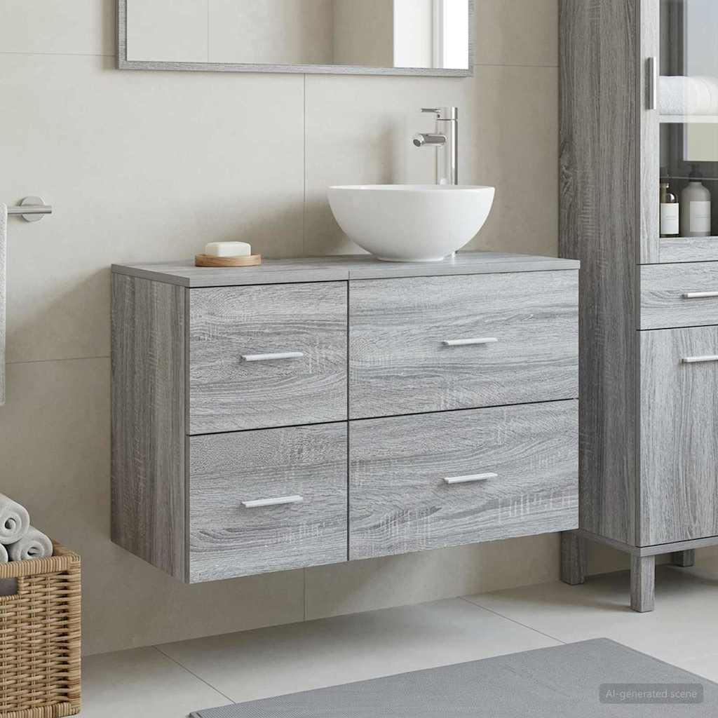 Σετ Επίπλων Μπάνιου 2 pcs Γκρι Sonoma Επεξεργασμένο Ξύλο