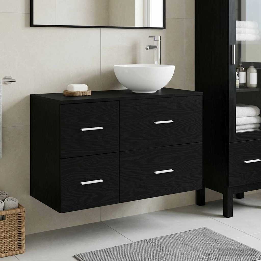Σετ Επίπλων Μπάνιου 2 pcs Μαύρη Δρυς Επεξεργασμένο Ξύλο