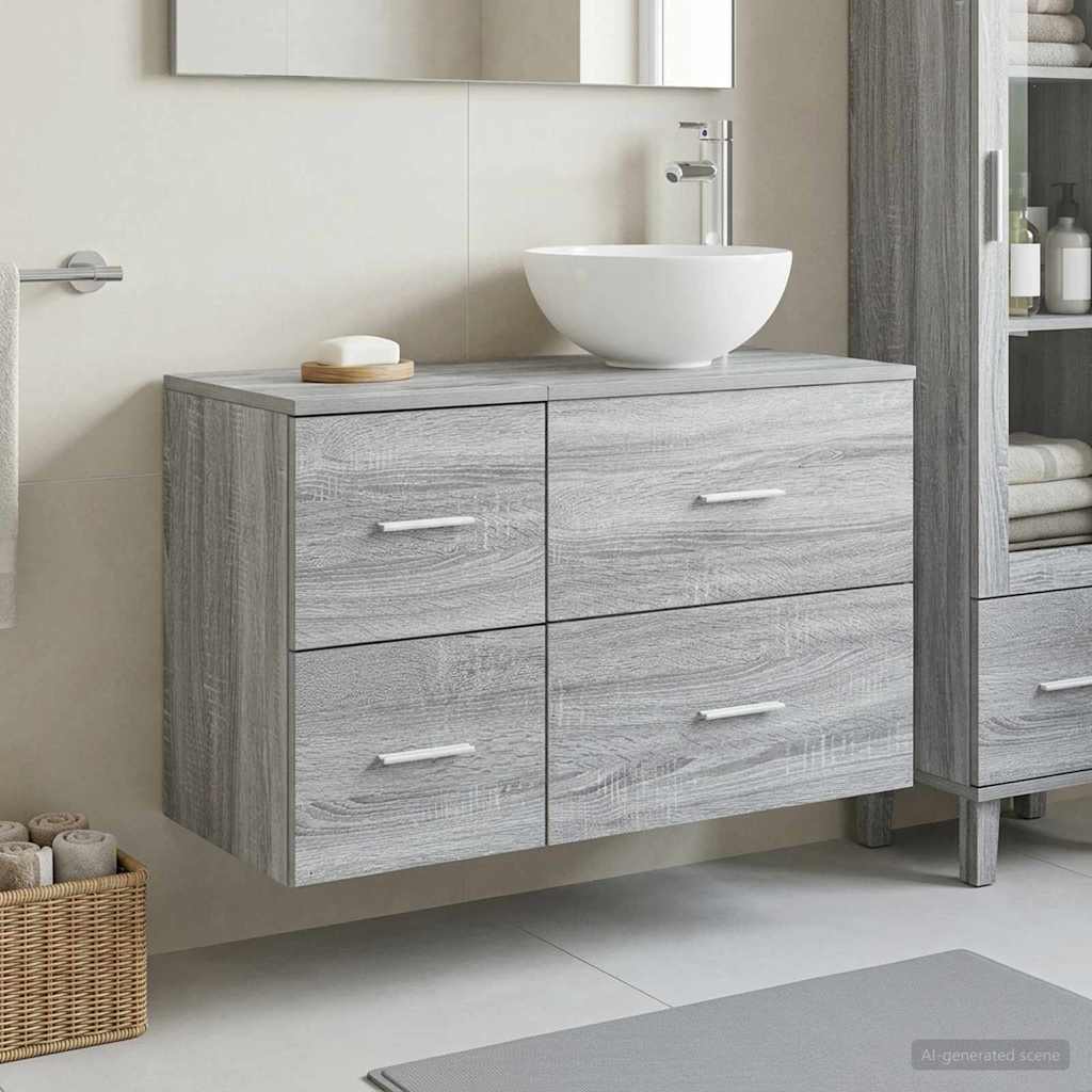 Σετ Επίπλων Μπάνιου 2 pcs Γκρι Sonoma Επεξεργασμένο Ξύλο