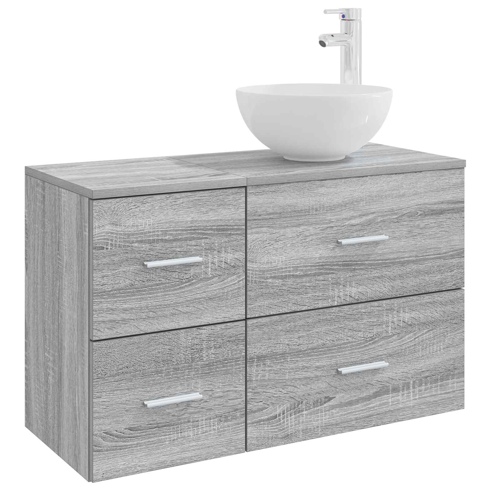 Σετ Επίπλων Μπάνιου 2 pcs Γκρι Sonoma Επεξεργασμένο Ξύλο - Pakobazaar