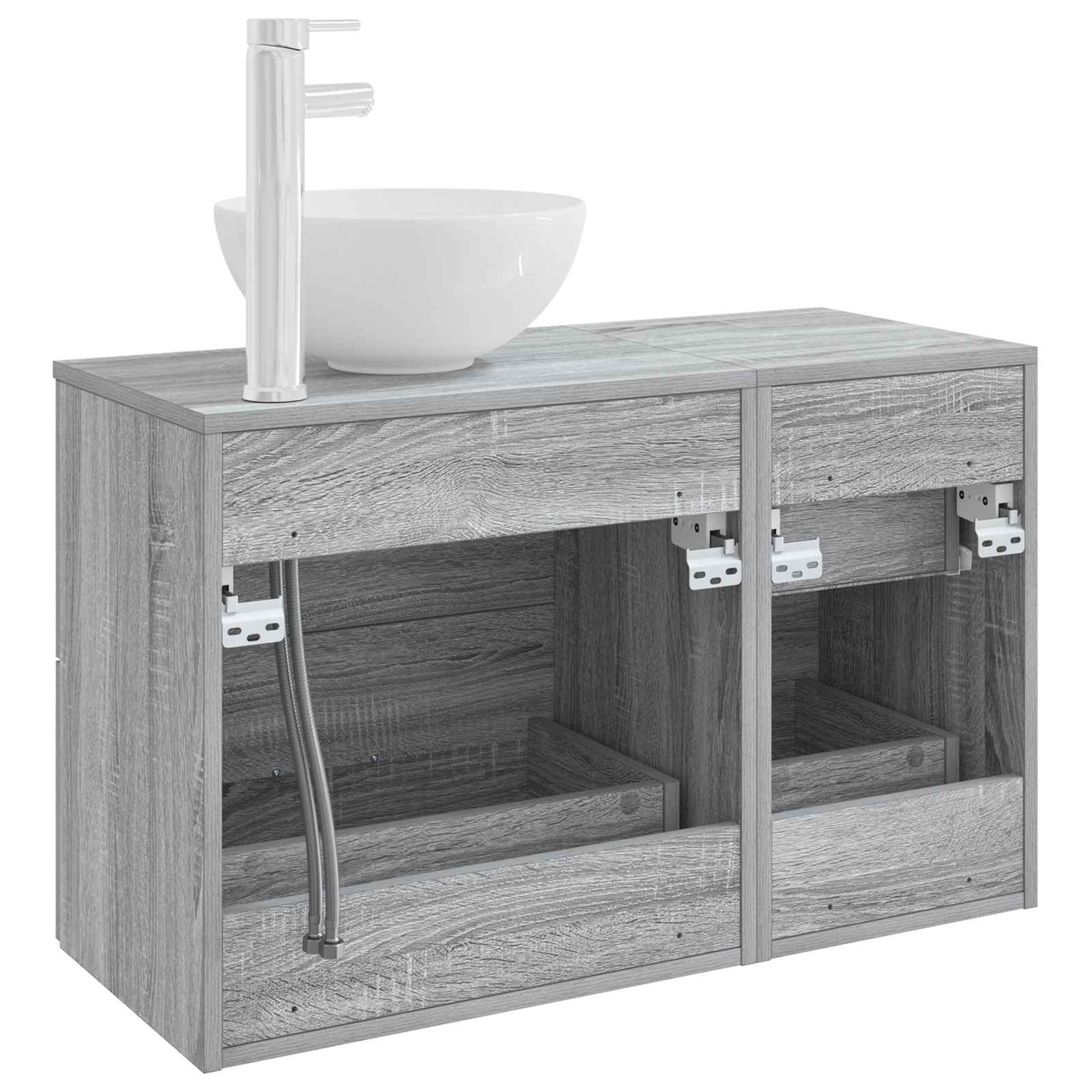 Σετ Επίπλων Μπάνιου 2 pcs Γκρι Sonoma Επεξεργασμένο Ξύλο - Pakobazaar