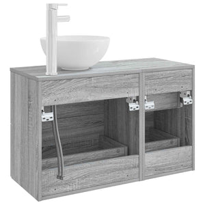 Σετ Επίπλων Μπάνιου 2 pcs Γκρι Sonoma Επεξεργασμένο Ξύλο - Pakobazaar