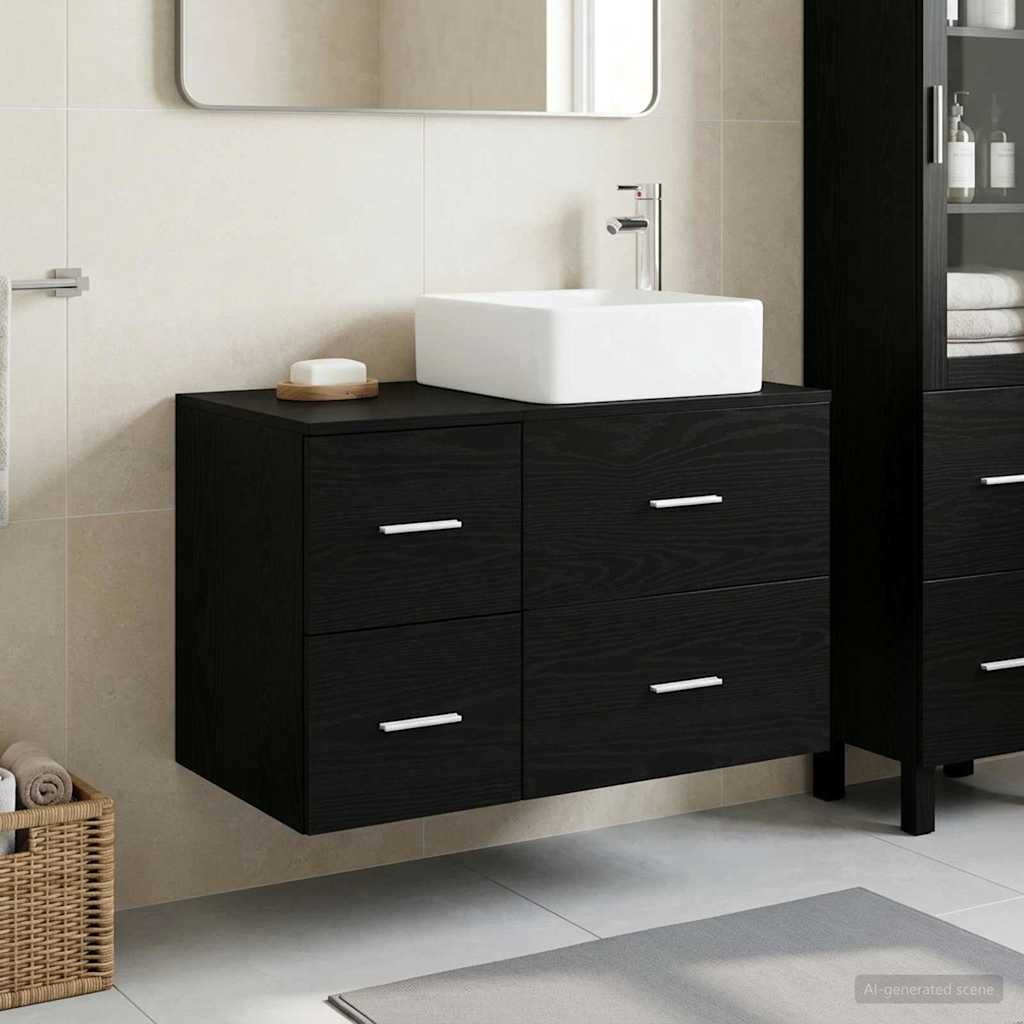 Σετ Επίπλων Μπάνιου 2 pcs Μαύρη Δρυς Επεξεργασμένο Ξύλο