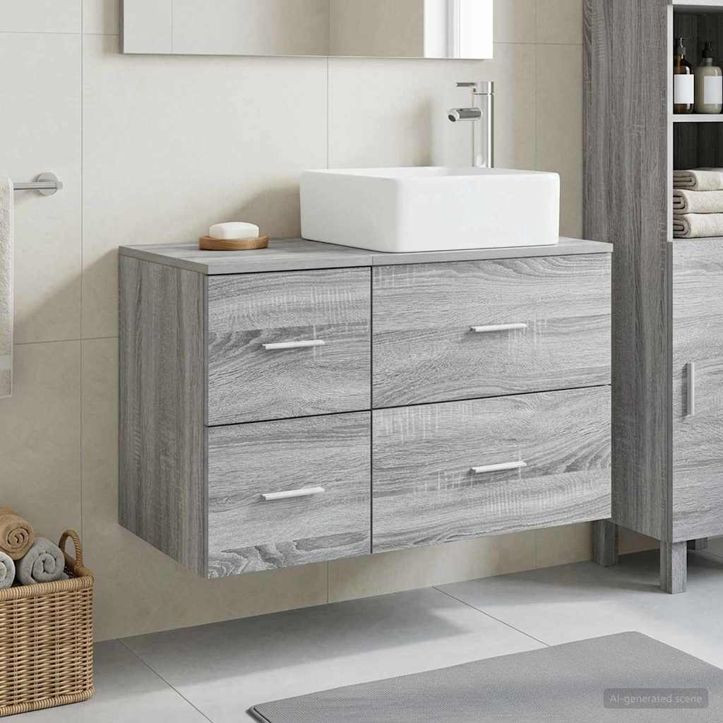 Σετ Επίπλων Μπάνιου 2 pcs Γκρι Sonoma Επεξεργασμένο Ξύλο