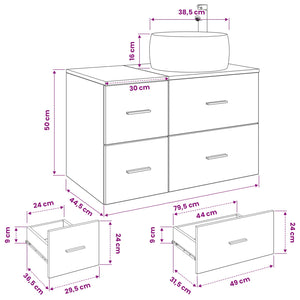 Σετ Επίπλων Μπάνιου 2 τμχ. Γκρι Sonoma Επεξεργασμένο Ξύλο - Pakobazaar