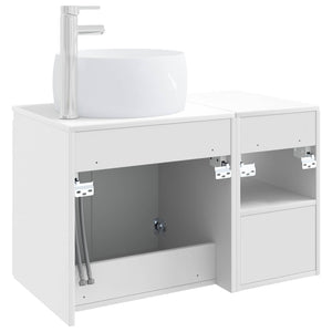Σετ Επίπλων Μπάνιου 2 τμχ. Λευκό Επεξεργασμένο Ξύλο