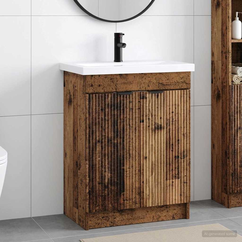 Σετ Επίπλων Μπάνιου Παλαιωμένο ξύλο 78,5 x 37,5 x 81 εκ