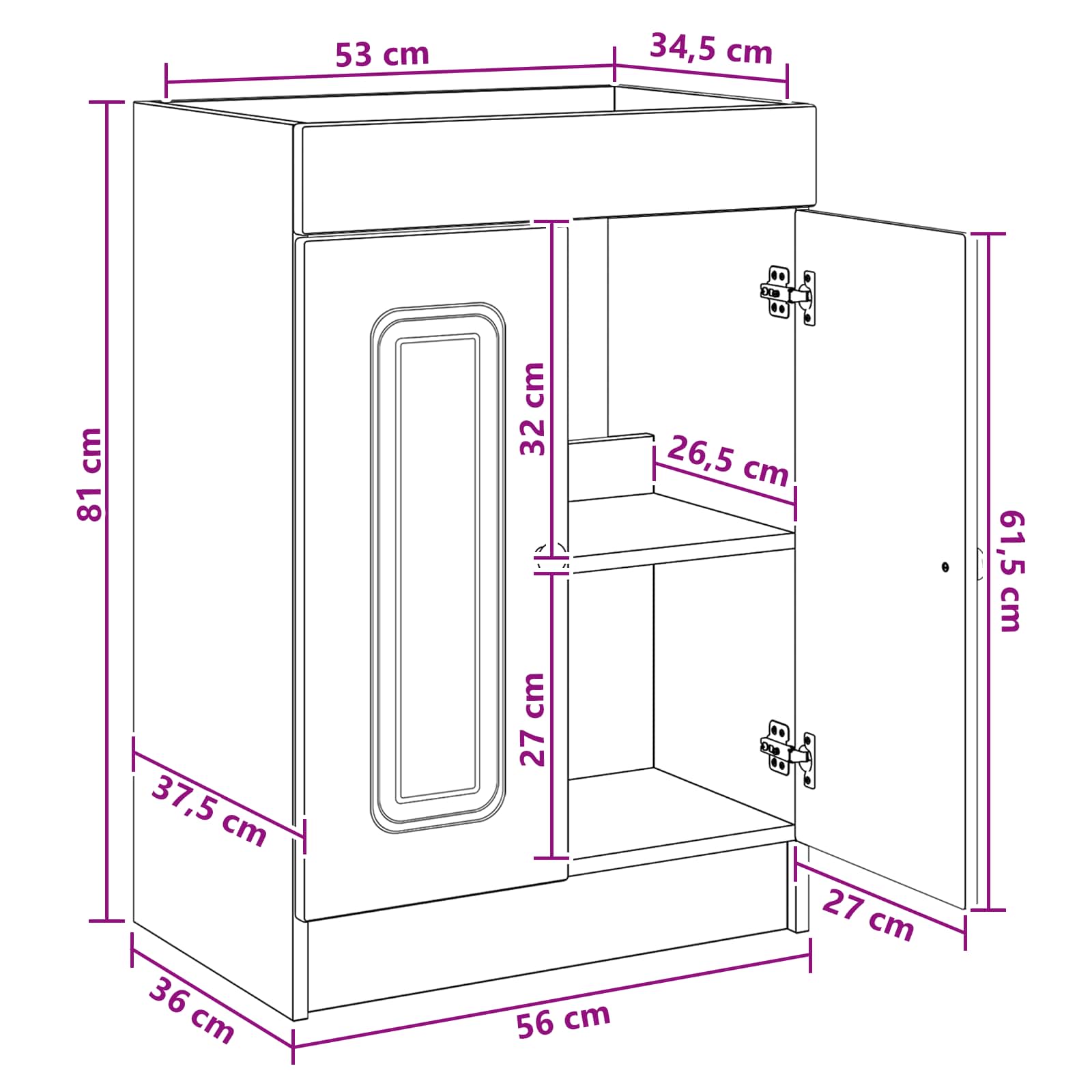 Σετ Επίπλων Μπάνιου Sonoma Δρυς 56 x 37,5 x 81 εκ