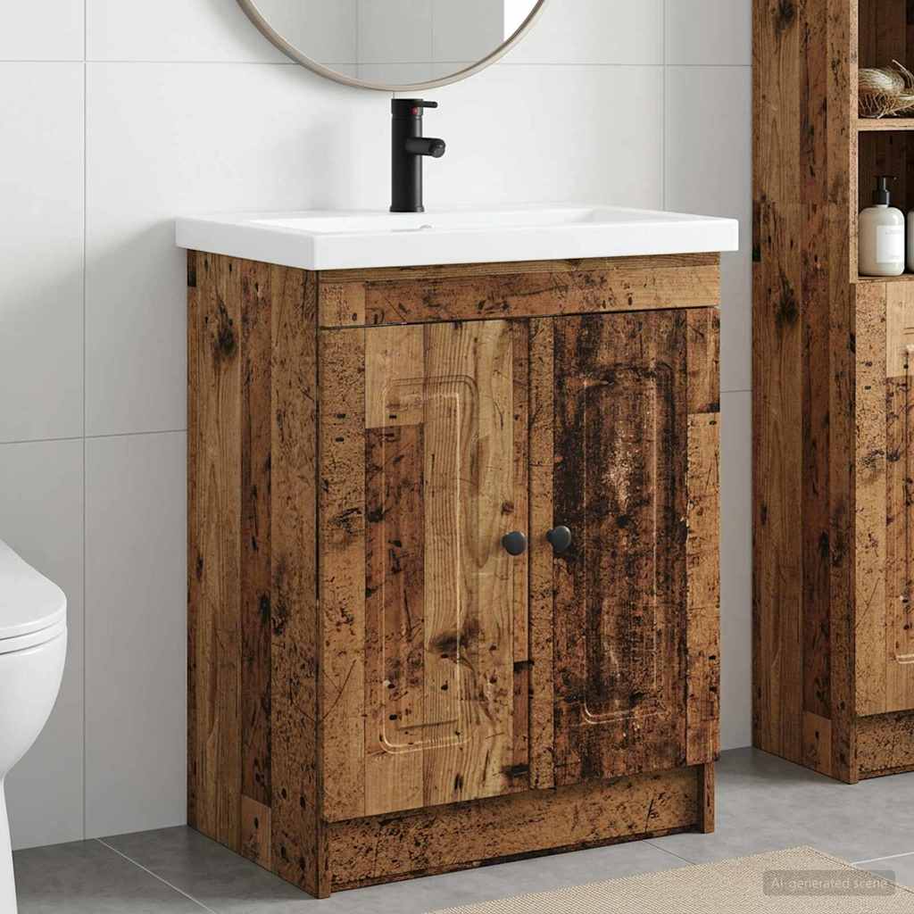Σετ Επίπλων Μπάνιου Παλαιωμένο ξύλο 78,5 x 37,5 x 81 εκ