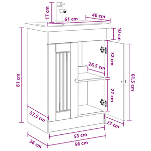 Σετ Επίπλων Μπάνιου Γκρι Sonoma 56 x 37,5 x 81 εκ - Pakobazaar