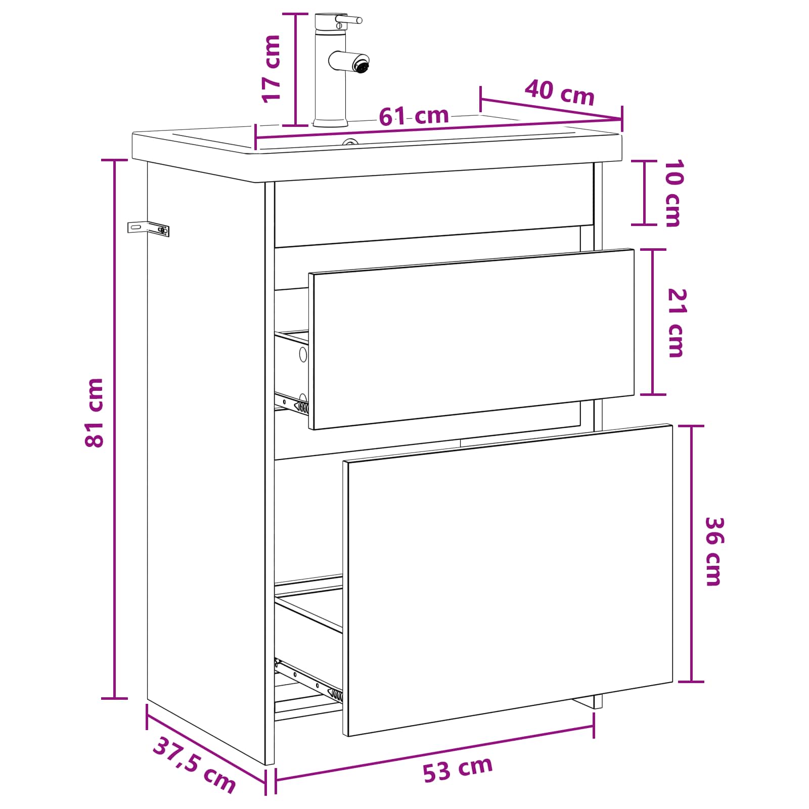 Σετ Επίπλων Μπάνιου Γκρι Sonoma 61 x 40 x 84,5 εκ - Pakobazaar