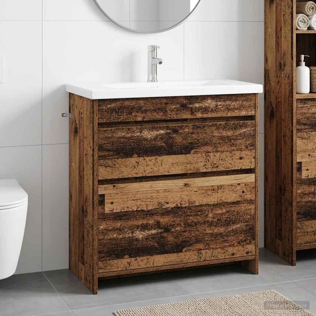Σετ Επίπλων Μπάνιου Παλαιωμένο ξύλο 81 x 40 x 84,5 εκ