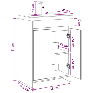 Σετ Επίπλων Μπάνιου Μαύρη Δρυς 61 x 40 x 84,5 εκ - Pakobazaar