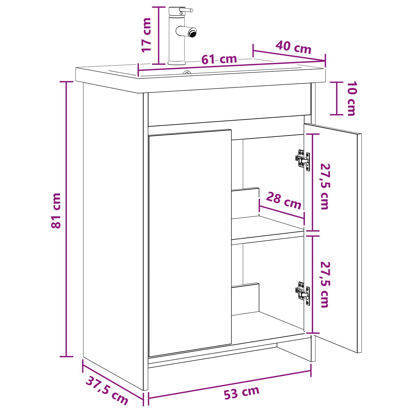Σετ Επίπλων Μπάνιου Γκρι Sonoma 61 x 40 x 84,5 εκ - Pakobazaar