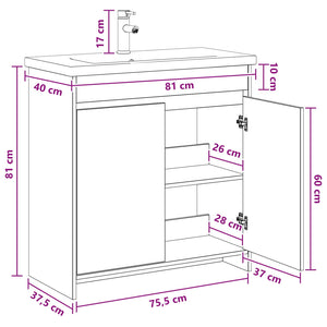 Σετ Επίπλων Μπάνιου Μαύρη Δρυς 81 x 40 x 84,5 εκ - Pakobazaar