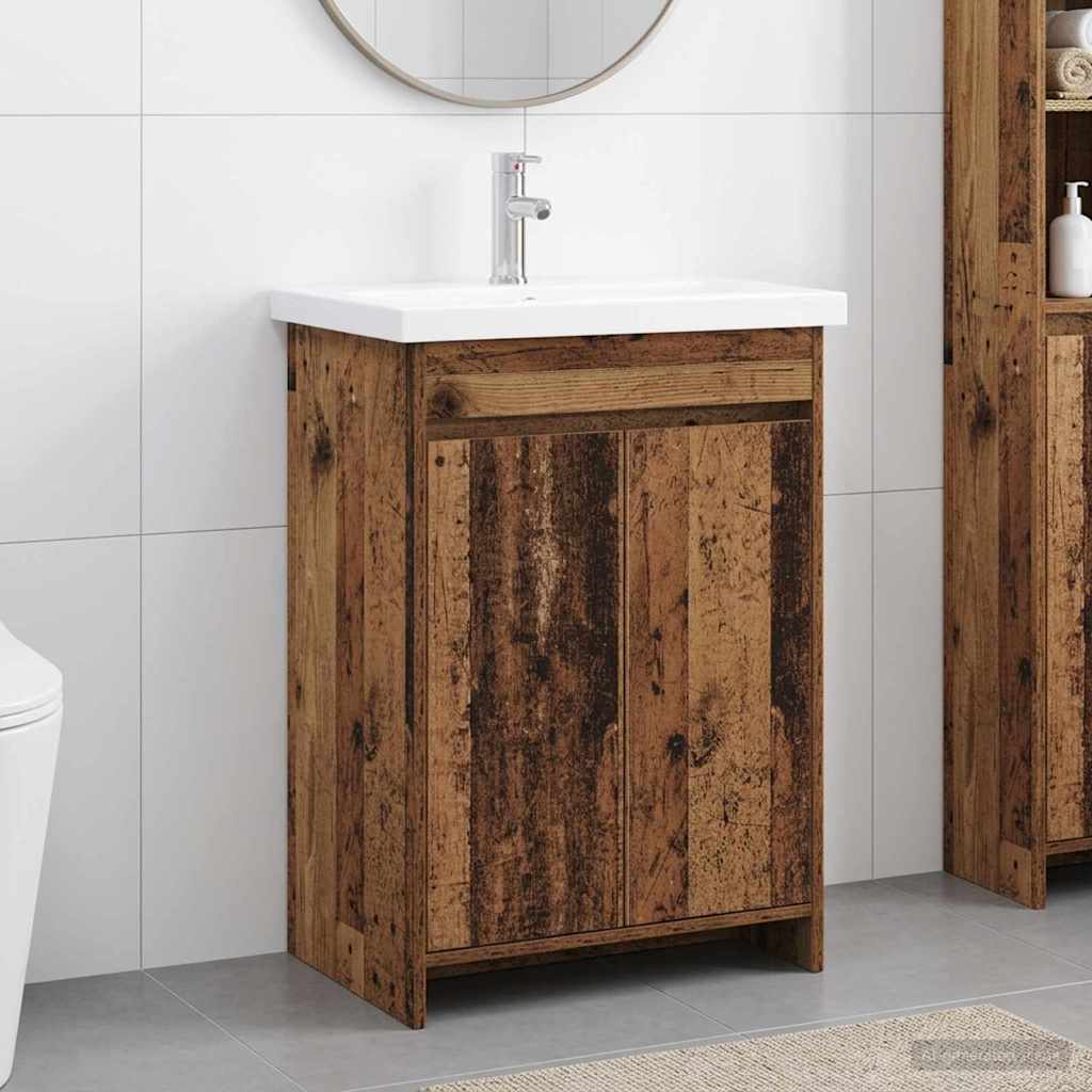 Σετ Επίπλων Μπάνιου Παλαιωμένο ξύλο 81 x 40 x 84,5 εκ