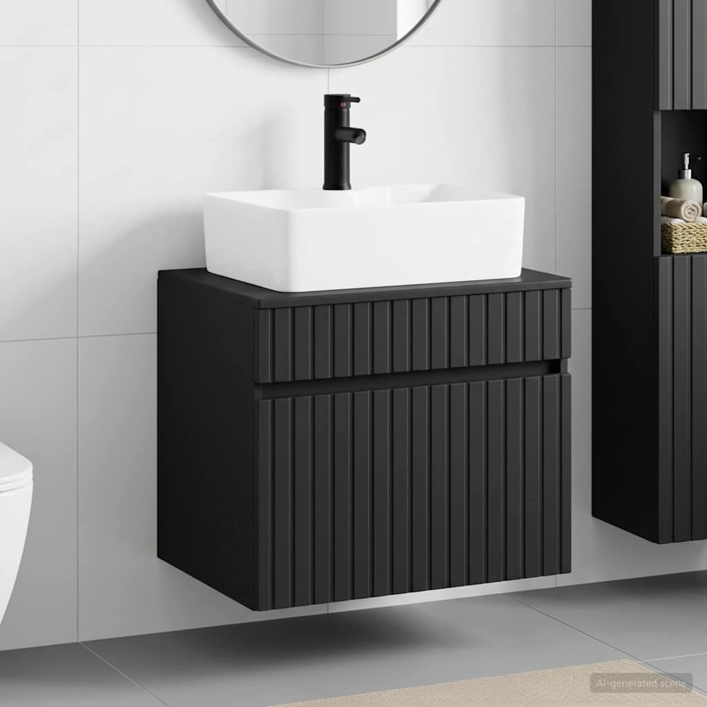 Σετ Επίπλων Μπάνιου Μαύρο Επεξεργασμένο Ξύλο