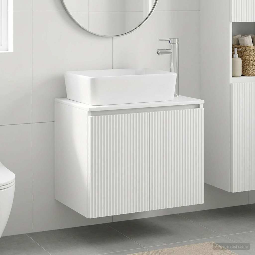 Σετ Επίπλων Μπάνιου Λευκό Επεξεργασμένο Ξύλο - Pakobazaar
