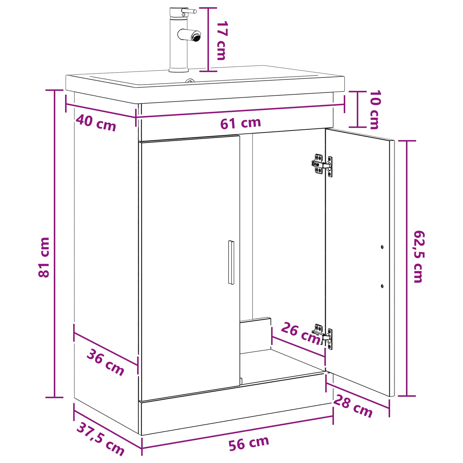 Σετ Επίπλων Μπάνιου Sonoma Δρυς 61 x 40 x 84,5 εκ - Pakobazaar