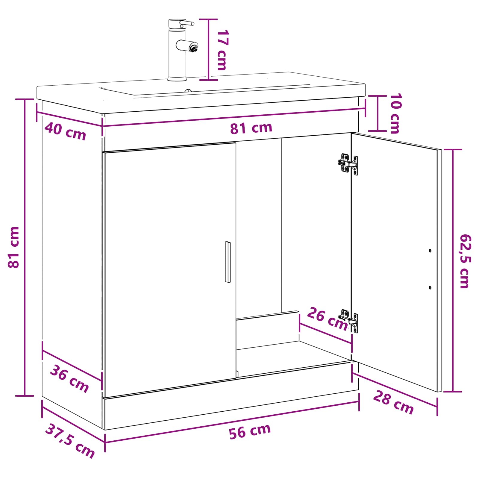 Σετ Επίπλων Μπάνιου Sonoma Δρυς 81 x 40 x 84,5 εκ - Pakobazaar