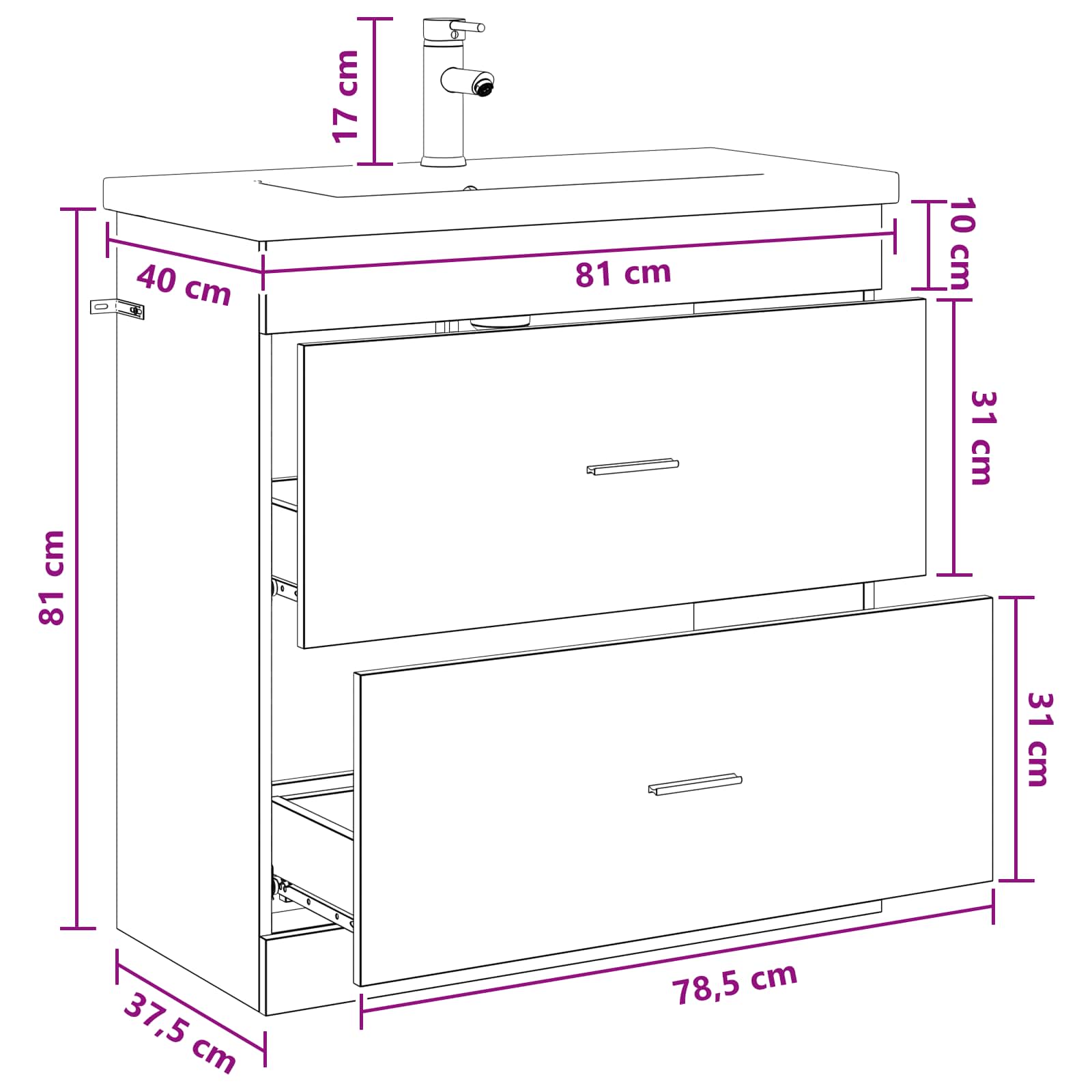 Σετ Επίπλων Μπάνιου Artisan Δρυς 81 x 40 x 84,5 εκ - Pakobazaar