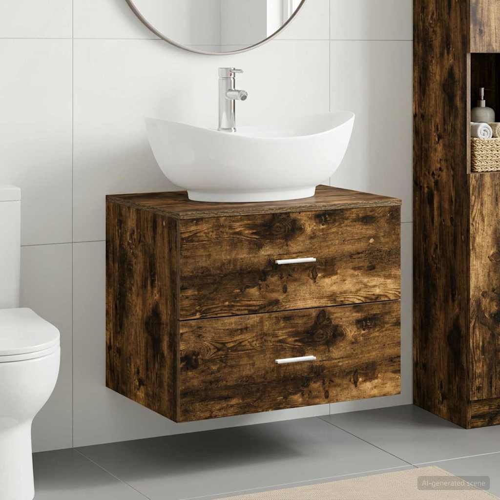 Σετ Επίπλων Μπάνιου Καπνισμένο Ξύλο Δρυός Επεξεργασμένο Ξύλο