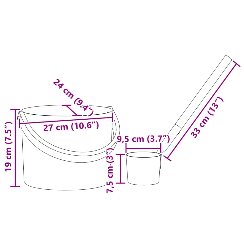 Σετ Αξεσουάρ Σαουνάς 2 pcs Μαύρο - Pakobazaar