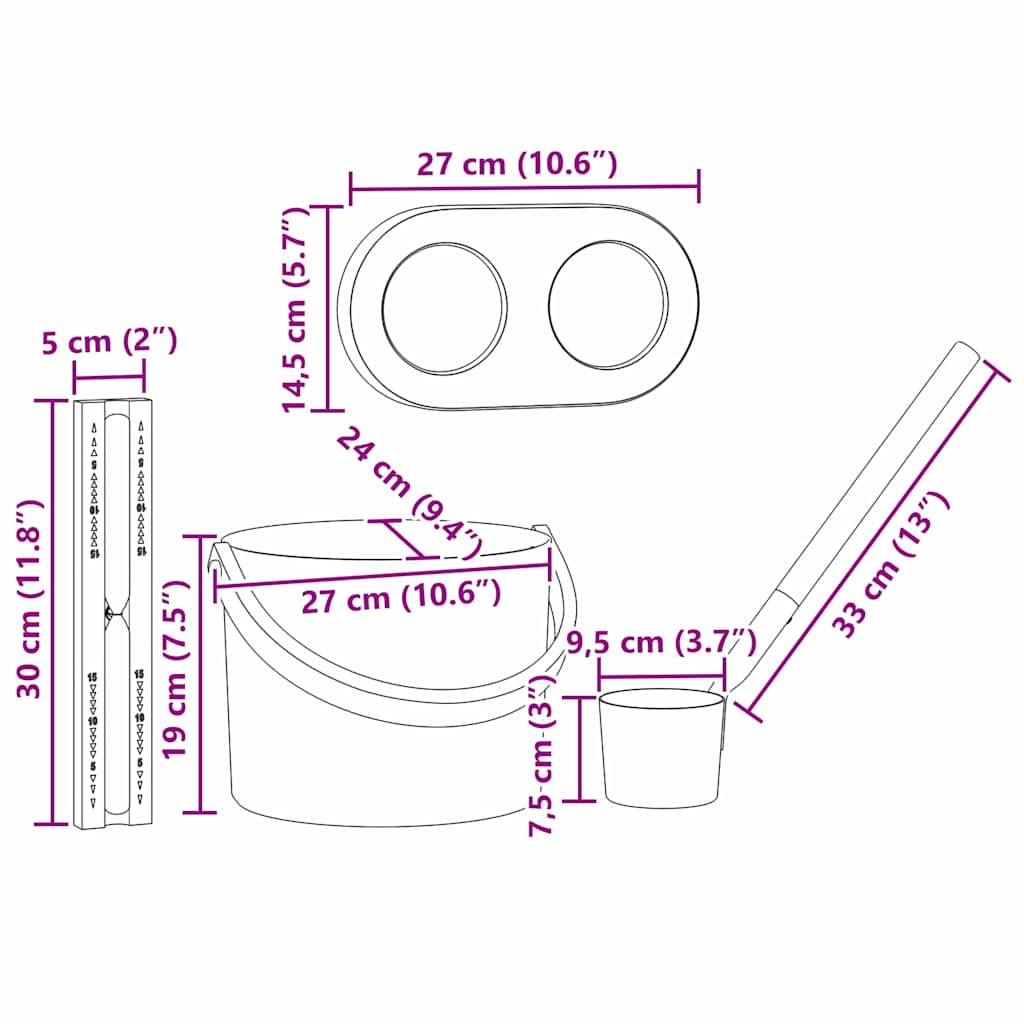 Σετ Αξεσουάρ Σαουνάς 4 pcs Μαύρο