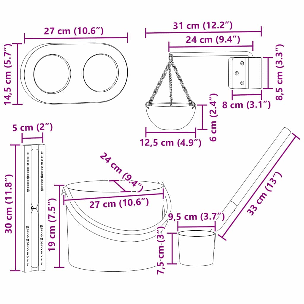 Σετ Αξεσουάρ Σαουνάς 5 pcs Μαύρο