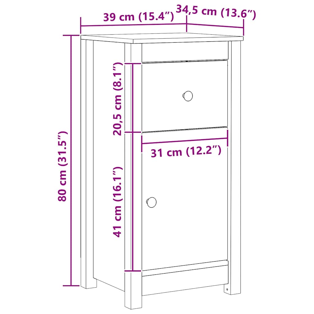 Πλαϊνό γραφείο με συρτάρι Κερωτό καφέ 39 x 34,5 x 80 εκ