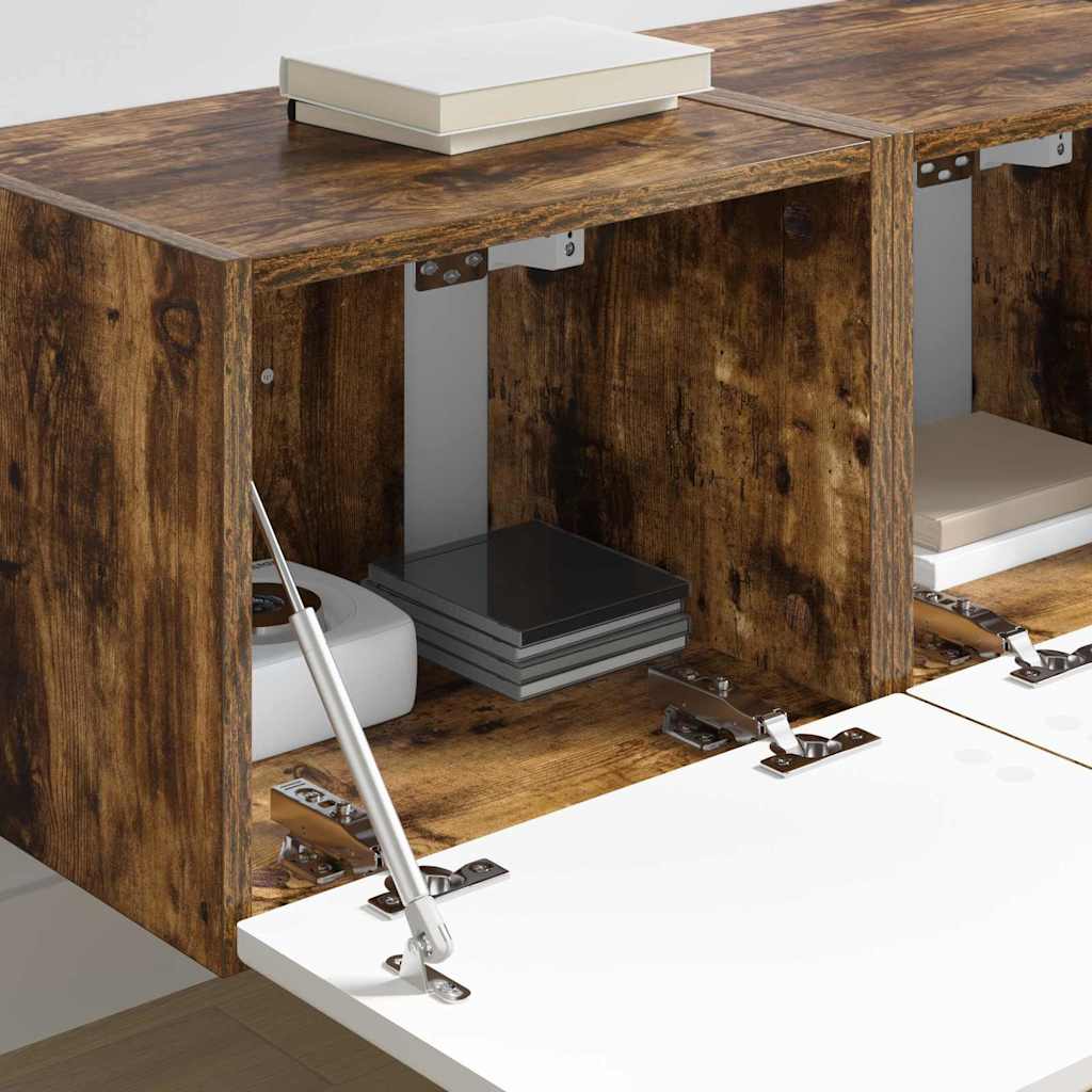 Ντουλάπι Τηλεόρασης Τοίχου Επιτοίχιο 2 pcs Καπνιστό Δρύς