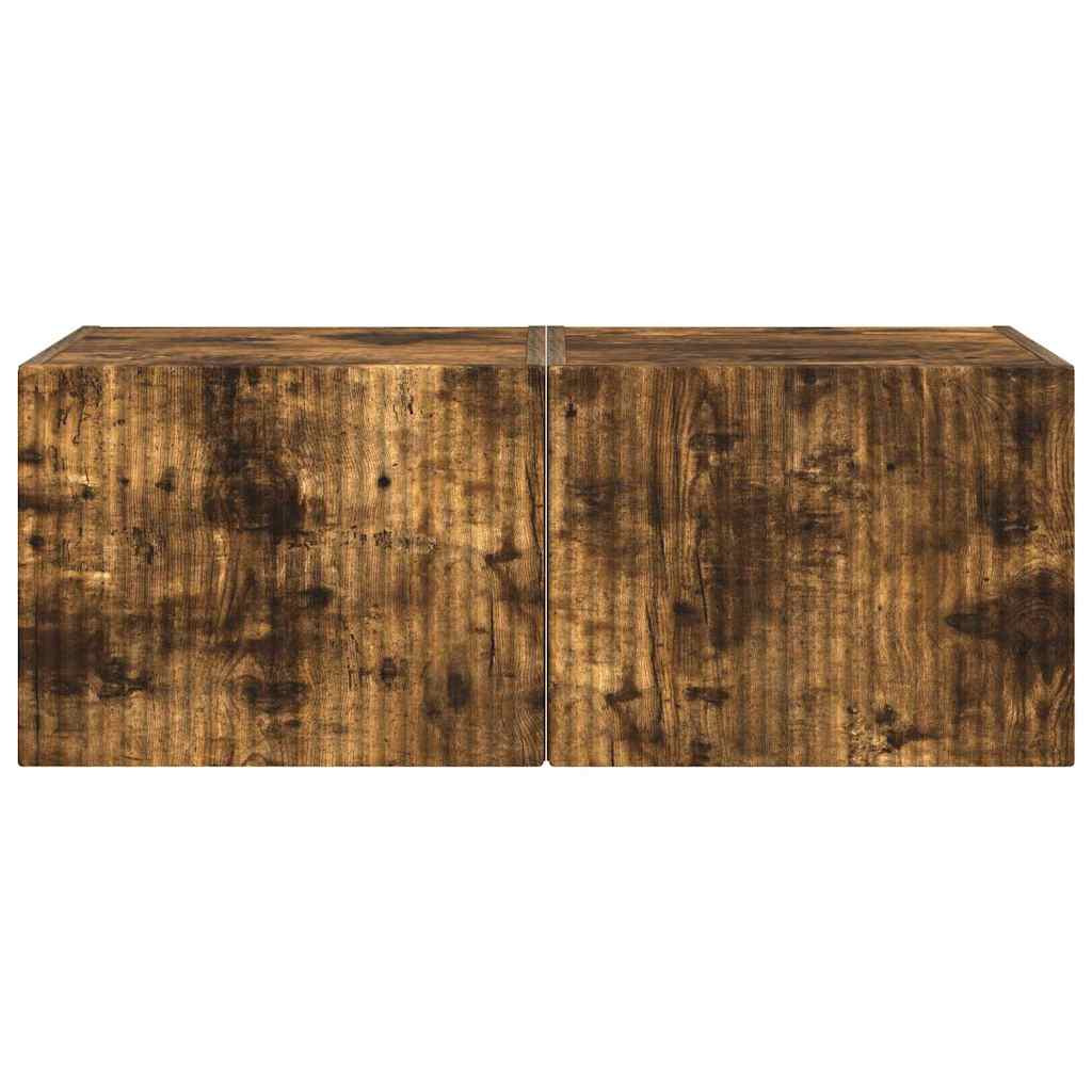 Ντουλάπι Τηλεόρασης Τοίχου Επιτοίχιο 2 pcs Καπνιστό Δρύς