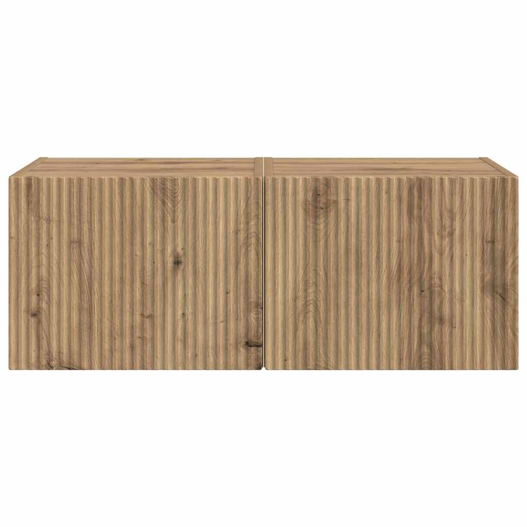 Ντουλάπι Τηλεόρασης Τοίχου 2 pcs Καρυδιά Χειροποίητης Εργασίας