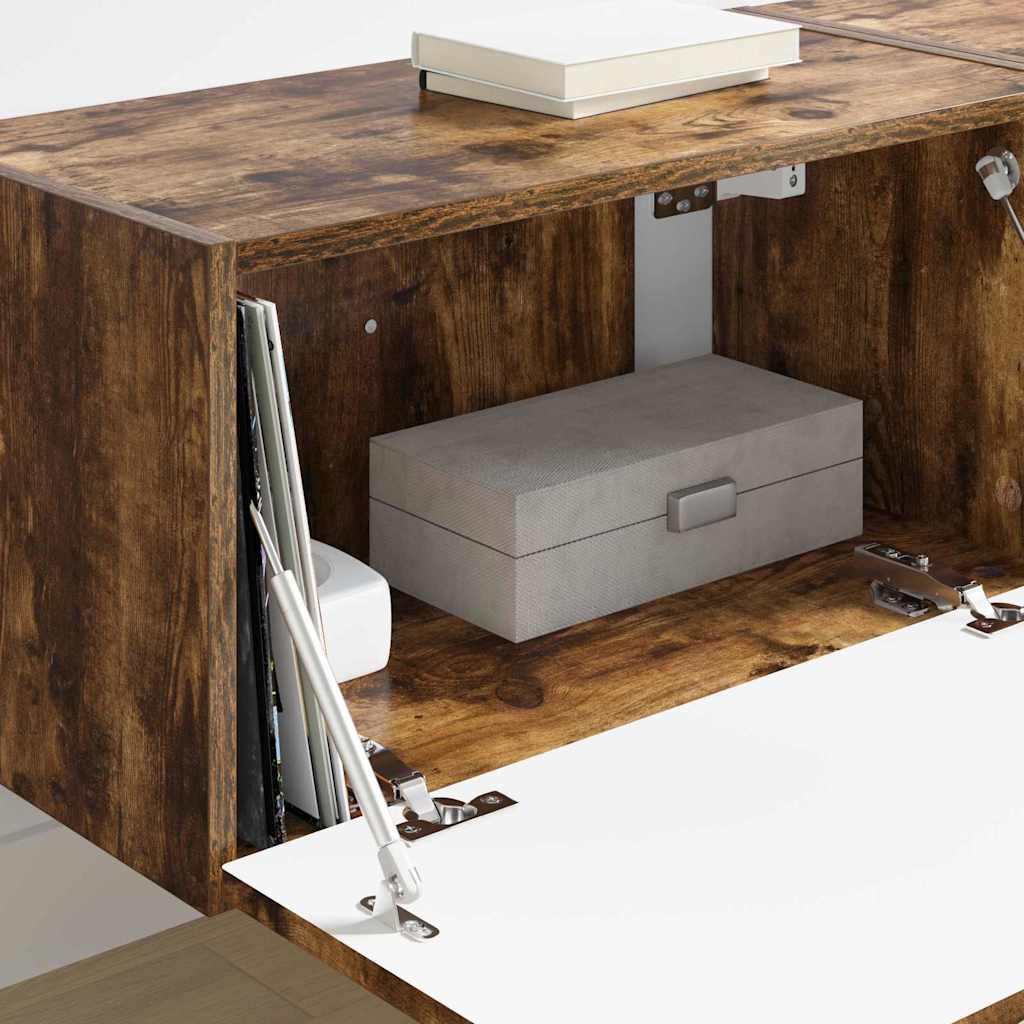 Ντουλάπι Τηλεόρασης Τοίχου Επιτοίχιο 2 pcs Καπνιστό Δρύς