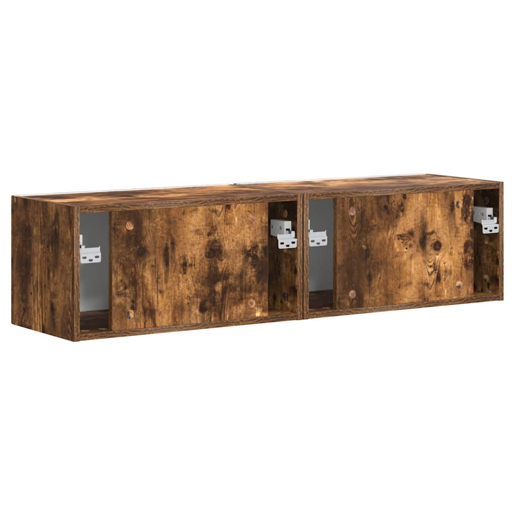 Ντουλάπι Τηλεόρασης Τοίχου Επιτοίχιο 2 pcs Καπνιστό Δρύς