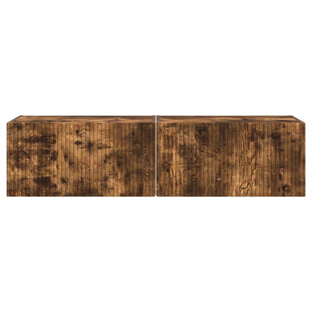 Ντουλάπι Τηλεόρασης Τοίχου Επιτοίχιο 2 pcs Καπνιστό Δρύς