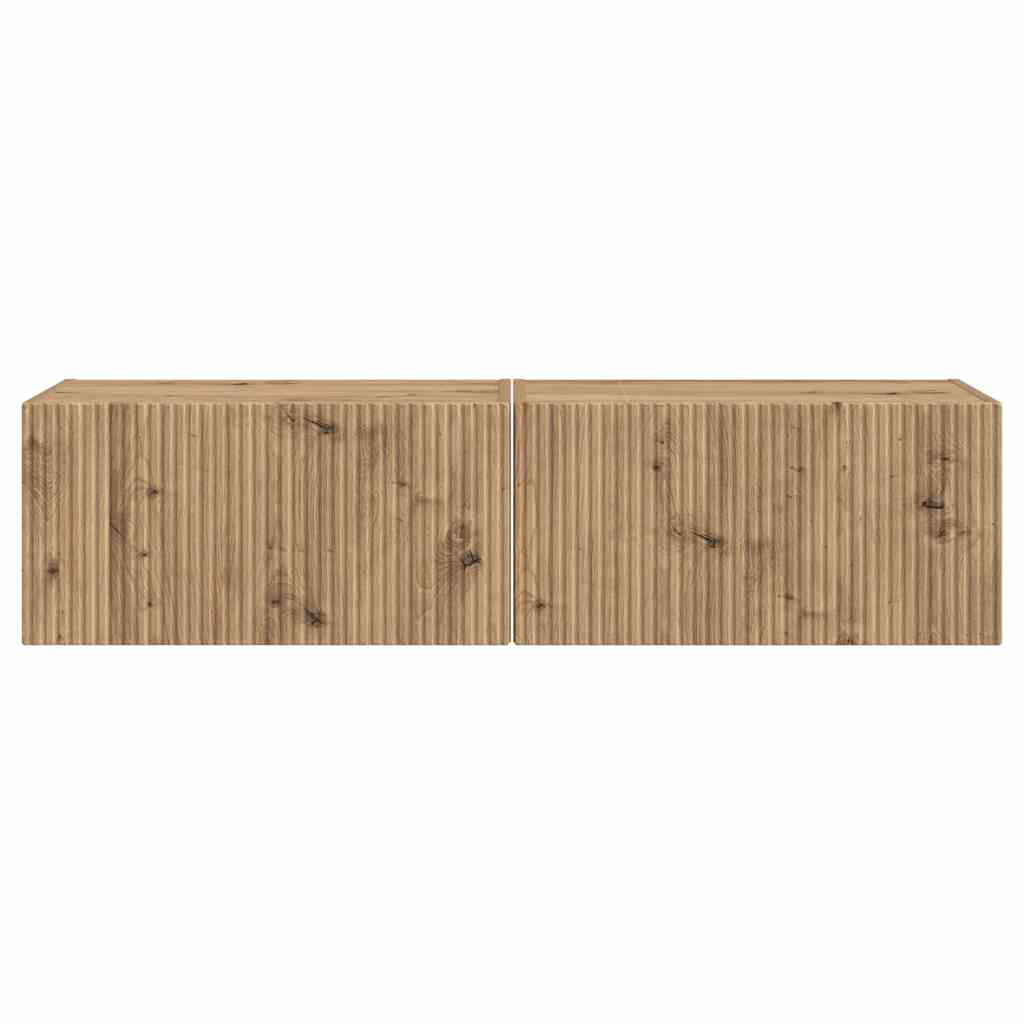 Ντουλάπι Τηλεόρασης Τοίχου 2 pcs Καρυδιά Χειροποίητης Εργασίας - Pakobazaar